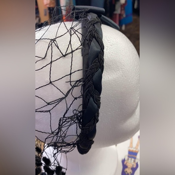 Whittall & Shon Black Fascinator Headband with Bow & Net Veil main image 5